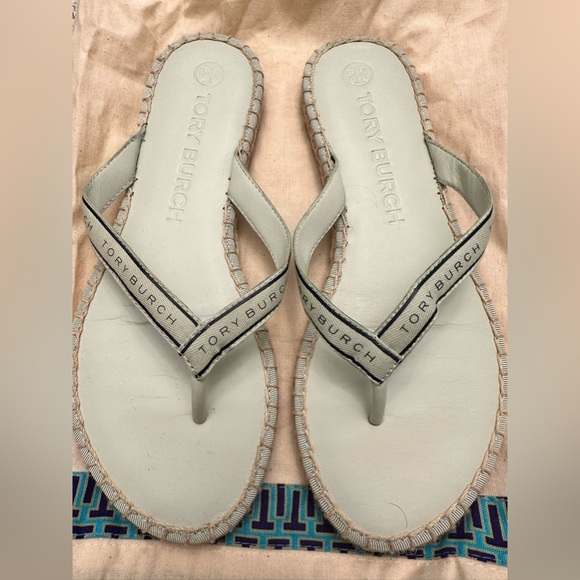 Tory Burch Ribbon Thong Espadrille Sandals - Picture 1 of 4